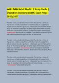 WGU D444 Adult Health 1 Study Guide &vert; &NewLine;Objective Assessment &lpar;OA&rpar; Exam Prep &vert; 2026&sol;2027 &NewLine;