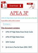 APEA 3P High Stakes Exam Study Guide Qs & Ans to Pass the Exam &lpar;2026 &sol; 2027&rpar;&comma; 100&percnt; Verified&NewLine;