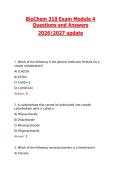 BioChem 210 Exam Module 4 &NewLine;Questions and Ansẉers  &NewLine;20262027 update 