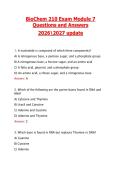 BioChem 210 Exam Module 7 &NewLine;Questions and Ansẉers  &NewLine;20262027 update