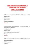 BioChem 210 Exam Module 8 &NewLine;Questions and Ansẉers  &NewLine;20262027 update