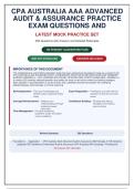 CPA Australia AAA Advanced Audit & Assurance Practice Exam&colon; 250 Q&A with Graded A&plus; Answers & Rationales &lpar;Updated to Latest Guidelines&rpar;&NewLine;&NewLine;Description