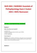 NUR 2063 &sol; NUR2063&colon; Essentials of &NewLine;Pathophysiology Exam 2 &lpar;Latest &NewLine;2024 &sol; 2025&rpar; Rasmussen