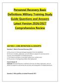 Personnel Recovery Basic &NewLine;Definitions Military Training Study &NewLine;Guide Questions and Answers &NewLine;Latest Version 2026&sol;2027 &NewLine;Comprehensive Review