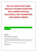 POLI 201 EXAM STUDY GUIDE &NewLine;2026&sol;2027 ACCURATE QUESTIONS &NewLine;WITH CORRECT DETAILED &NewLine;SOLUTIONS &vert;&vert; 100&percnt; GUARANTEED &NewLine;PASS NEWEST VERSION