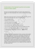 Fundamentals of Nursing Exam questions and answers&NewLine;Graded A&plus;&vert;latest update&NewLine;the nurse reviews the electronic health record system for client information and&NewLine;documents care in the nursing progress notes&period; client care implemented per standing&NewLine;orders&period;&NewLine;Whi