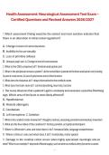 Health Assessment&colon; Neurological Assessment Test Exam &ndash; Certified Questions and Revised Answers 2026&sol;2027 &vert;Comprehensive Study Guide