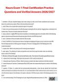 Neuro Exam 1 Final Certification Practice Questions and Answers 2026&sol;2027 &vert; Comprehensive Study Guide
