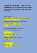 FLORIDA PT JURISPRUDENCE EXAM QUESTIONS AND ANSWERS &lpar;VERIFIED ANSWERS&rpar; MOST RECENT EXAM COMPLETE &lpar;2026&rpar; &lpar;LATEST UPDATE 2026&rpar; UPDATE&excl;&excl;