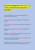 Operations Management Exam 1 &lpar;Ch&period; 1-5&rpar; &NewLine;&vert; Notes&comma; Review & Practice Questions &vert; 2026&sol;2027 &NewLine; &NewLine; &NewLine;