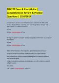 BIO 201 Exam 4 Study Guide &vert; &NewLine;Comprehensive Review & Practice Questions &vert; 2026&sol;2027 &NewLine;