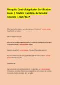 Mosquito Control Applicator Certification &NewLine;Exam  &vert; Practice Questions & Detailed Answers &vert; 2026&sol;2027 &NewLine;  &NewLine;