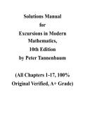 Solutions Manual for Excursions in Modern Mathematics&comma; 10th edition by Peter Tannenbaum&comma; Chapter 1-17  &vert; All Chapters
