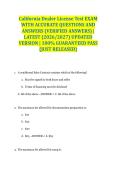 California Dealer License Test EXAM WITH ACCURATE QUESTIONS AND ANSWERS &lpar;VERIFIED ANSWERS&rpar; &vert; LATEST &lpar;2026&sol;2027&rpar; UPDATED VERSION &vert; 100&percnt; GUARANTEED PASS &lbrace;JUST RELEASED&rcub;