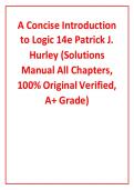Complete Solutions Manual for A Concise Introduction to Logic&comma; 14th Edition by Patrick J&period; Hurley &ndash; All Chapters&comma; 100&percnt; Verified Answers with A&plus; Graded Rationales
