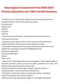 Neurological Assessment 2026&sol;2027 &ndash; Practice Questions and Verified Answers