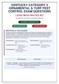 KENTUCKY CATEGORY 3 ORNAMENTAL & TURF PEST CONTROL EXAM &vert; 240 Questions with Verified Answers & Rationales &vert; Updated Guide