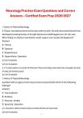 Package deal for Neuro Exam Practice Questions and 100&percnt; Verified Answers &ndash; Latest 2026&sol;2027 Comprehensive Exam Preparation Guide