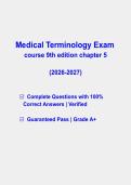 Medical Terminology&colon; A Short Course&comma; 9th Edition Chapter 5 Test Bank &vert; Questions & Answers &vert; Verified Answers &vert; Latest 2026-2027 PDF