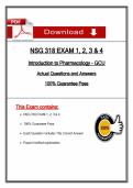 NSG 318 Exam &lpar;1&comma; 2&comma; 3 & 4&rpar; &ndash; Introduction to Pharmacology &lpar;Latest 2026&sol;2027 Update&rpar; &ndash; Actual Questions & Rationalized Answers &ndash; GCU