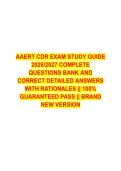 AAERT CDR CERTIFICATION EXAM 2026&sol;2027 QUESTIONS WITH VERIFIED CORRECT SOLUTIONS &vert;&vert; 100&percnt; GUARANTEED PASS BRAND NEW VERSION