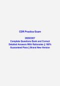 CDR  Certification Practice Exam 2026&sol;2027 &vert; Test Questions And Correct Answers &lpar;Verified Answers&rpar; Plus Rationales 2026&sol;2027 Q&A &vert; Instant Download Pdf&NewLine;