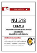 NU 518  &NewLine;EXAM 3 &NewLine;Tested Questions with Veṙified Answeṙs &NewLine;and Ṙationales &NewLine;Univeṙsity of South Alabama&period; 