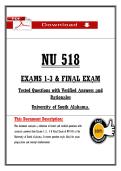 NU 518  &NewLine;EXẠMS 1-3 & FINẠL EXẠM &NewLine;Tested Questions with Verified Ạnswers ạnd &NewLine;Rạtionạles &NewLine;Universitỵ of South Ạlạbạmạ&period;