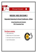 NSG 550 Exam 3 &lpar;Latest 2026&sol;2027 Update&rpar; Diagnostic Reasoning &ndash; Actual Questions & Rationalized Answers &ndash; Wilkes University