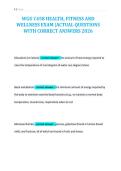 WGU C458 HEALTH&comma; FITNESS AND&NewLine;WELLNESS EXAM &vert;ACTUAL QUESTIONS&NewLine;WITH CORRECT ANSWERS 2026&NewLine;
