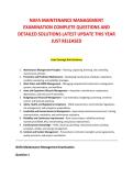 NAFA MAINTENANCE MANAGEMENT &NewLine;EXAMINATION COMPLETE QUESTIONS AND &NewLine;DETAILED SOLUTIONS LATEST UPDATE THIS YEAR &NewLine;JUST RELEASED