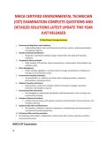 NWCA CERTIFIED ENVIRONMENTAL TECHNICIAN &NewLine;&lpar;CET&rpar; EXAMINATION COMPLETE QUESTIONS AND &NewLine;DETAILED SOLUTIONS LATEST UPDATE THIS YEAR &NewLine;JUST RELEASED