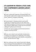 ATI LEADERSHIP RN VERSION A STUDY GUIDE&NewLine;2026 COMPREHENSIVE ANSWERS ALREADY&NewLine;PASSED
