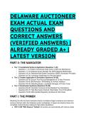 DELAWARE AUCTIONEER EXAM ACTUAL TEST BANK 2026&sol;2027&vert; 55&plus; Verified Questions & Answers &vert; 'S-Tier' Study Guide &lpar;Graded A&plus;&rpar;