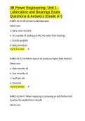 4B Power Engineering Unit 1 - Lubrication and Bearings Exam Questions & Answers &lpar;Grade A&plus;&rpar;&period;docx&NewLine;&NewLine;
