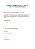 LIFE SCIENCE FINAL EXAM 2026&sol;2027 STUDYGUIDE &lpar;SUMMARY&rpar;&NewLine;&NewLine;