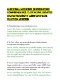 AHIP FINAL MEDICARE CERTIFICATION&NewLine;COMPREHENSIVE STUDY GUIDE UPDATED&NewLine;SOLVED QUESTIONS WITH COMPLETE&NewLine;SOLUTION VERIFIED