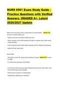 NURS 6501 Exam Study Guide &ndash; &NewLine;Practice Questions with Verified &NewLine;Answers&period; GRADED A&plus;&period; Latest &NewLine;2026&sol;2027 Update 