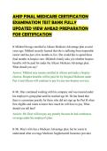 AHIP FINAL MEDICARE CERTIFICATION&NewLine;EXAMINATION TEST BANK FULLY&NewLine;UPDATED VIEW AHEAD PREPARATION&NewLine;FOR CERTIFICATION