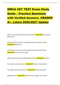 NWCA CET TEST Exam Study &NewLine;Guide &ndash; Practice Questions &NewLine;with Verified Answers&period; GRADED &NewLine;A&plus;&period; Latest 2026&sol;2027 Update 