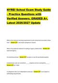 NYREI School Exam Study Guide &ndash; Practice Questions with &NewLine;Verified Answers&period; GRADED A&plus;&period; &NewLine;Latest 2026&sol;2027 Update 