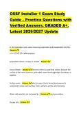 OSSF Installer 1 Exam Study &NewLine;Guide &ndash; Practice Questions with &NewLine;Verified Answers&period; GRADED A&plus;&period; &NewLine;Latest 2026&sol;2027 Update 