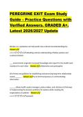 PEREGRINE EXIT Exam Study &NewLine;Guide &ndash; Practice Questions with &NewLine;Verified Answers&period; GRADED A&plus;&period; &NewLine;Latest 2026&sol;2027 Update 