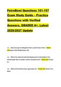 PetroBowl Questions 101-157  &NewLine;Exam Study Guide &ndash; Practice &NewLine;Questions with Verified &NewLine;Answers&period; GRADED A&plus;&period; Latest &NewLine;2026&sol;2027 Update 