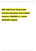 RMC PMP Exam Study Guide  &NewLine;Practice Questions with Verified &NewLine;Answers&period; GRADED A&plus;&period; Latest &NewLine;2026&sol;2027 Update &NewLine;