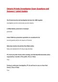 Ontario Private Investigator Exam Questions and Answers&vert; Latest Update