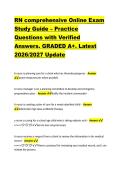 RN comprehensive Online Exam &NewLine;Study Guide &ndash; Practice &NewLine;Questions with Verified &NewLine;Answers&period; GRADED A&plus;&period; Latest &NewLine;2026&sol;2027 Update 