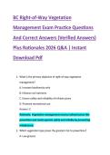 BC Right-of-Way Vegetation &NewLine;Management Exam Practice Questions &NewLine;And Correct Answers &lpar;Verified Answers&rpar; &NewLine;Plus Rationales 2026 Q&A &vert; Instant &NewLine;Download Pdf 