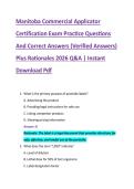 Manitoba Commercial Applicator &NewLine;Certification Exam Practice Questions &NewLine;And Correct Answers &lpar;Verified Answers&rpar; &NewLine;Plus Rationales 2026 Q&A &vert; Instant &NewLine;Download Pdf