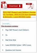 WGU D447 Women&rsquo;s and Children&rsquo;s Nursing OA Test Bank &vert; HESI NCLEX Style Questions & Rationales &vert; Latest 2025&sol;2026 Update